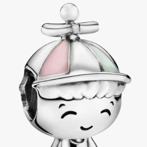 Pandora PROPELLER HAT LITTLE BOY 798015ENMX Silver Multicolor New Charm - Picture 5 of 16